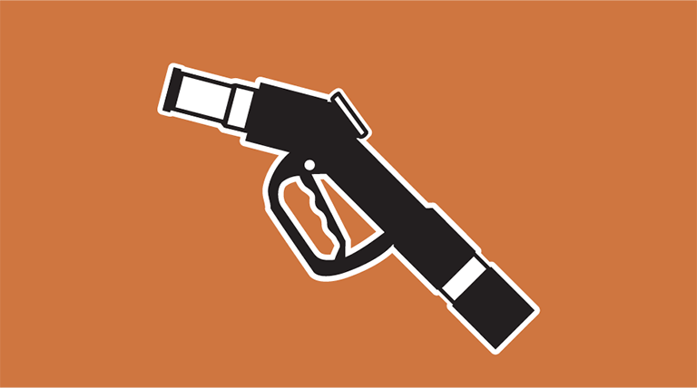 Icon of a hydrogen fueling pump nozzle. The word Infrastructure is below the icon.