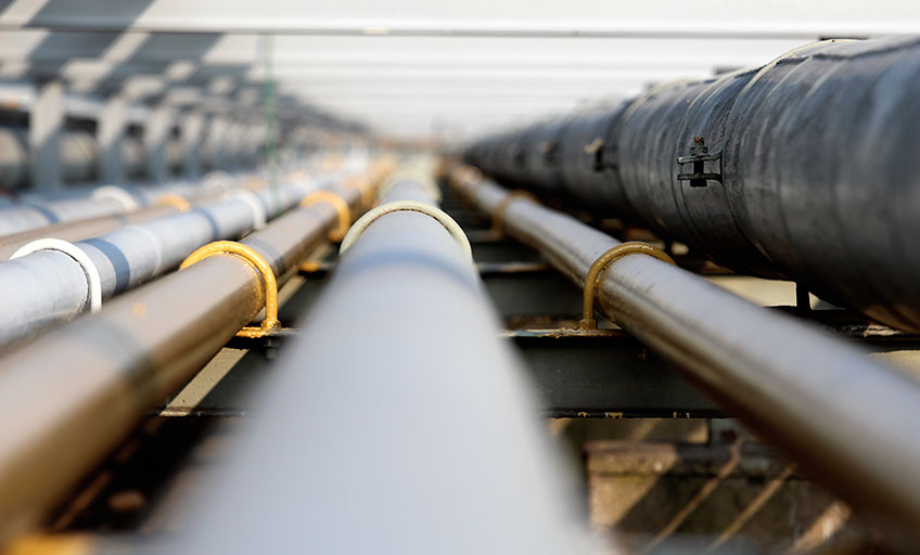 A group of metal gas pipes