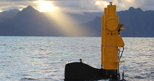 Northwest Energy Innovations' Azura(TM) wave energy device at the United States Navy's Wave Energy Test Site near Kaneohe Bay, Oahu, Hawai'i.