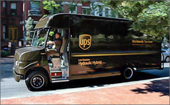 Photo of UPS hydraulic hybrid package-delivery van.