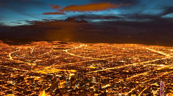 Bogota, Colombia electrified at night
