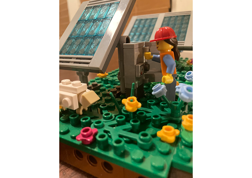 The LEGO® solar farm kit has 375 pieces, including an engineer/site manager. Images courtesy of Rob Davis