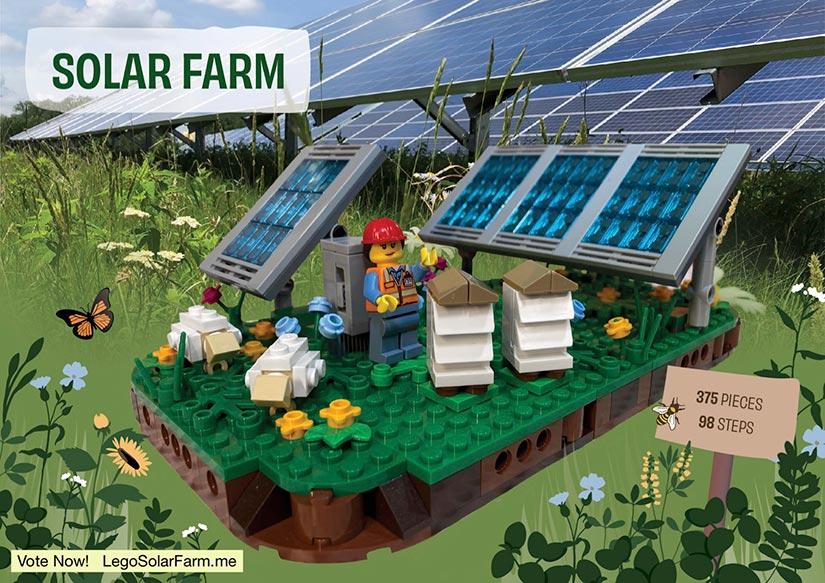 The LEGO® solar farm kit has 375 pieces, including an engineer/site manager. Images courtesy of Rob Davis