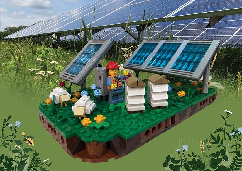 The LEGO® solar farm kit has 375 pieces, including an engineer/site manager. Images courtesy of Rob Davis