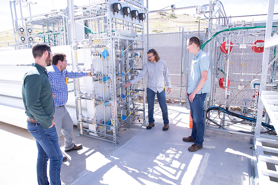 Researchers at hydrogen test pad