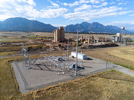 Aerial view of power transmission center