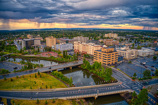 Aerial view of downtown Fairbanks, Alaska
