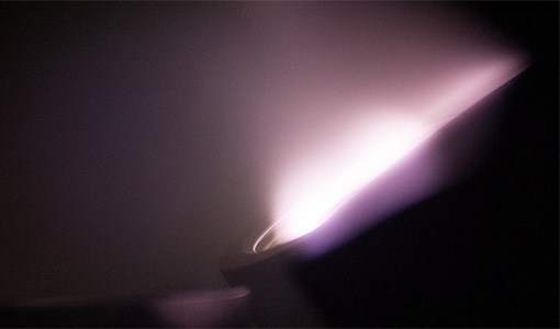 Plasma produced during the sputtering process of coating electrochromic window material