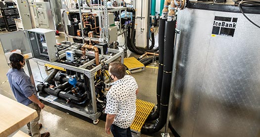 Work in NREL's Energy Systems Integration Facility leveraged the chiller plant, which enables investigation of synergies between thermal energy storage and battery energy storage systems.