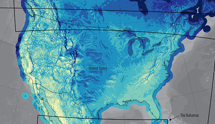 A map of North America showing hydropower resources.