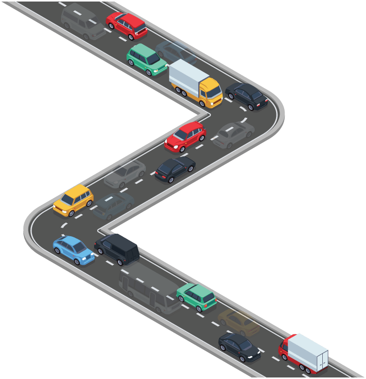 an illustration of cars on a road
