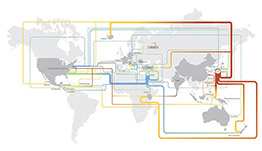 Map of worldwide supply chains.