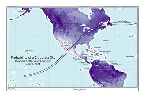 Probability of a Cloudless Sky During the Total Solar Eclipse on April 8, 2024—Globe