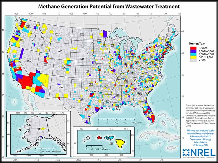 U.S. Wastewater Methane Generation Potential