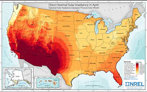 U.S. April Solar DNI Average