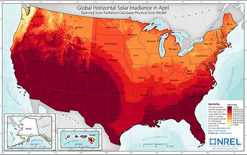 U.S. April Solar GHI Average