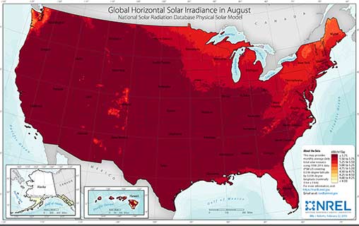 U.S. August Solar GHI Average