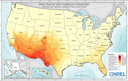 U.S. December Solar DNI Average