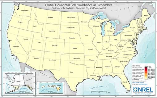 U.S. December Solar GHI Average