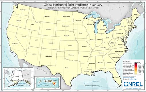 U.S. January Solar GHI Average