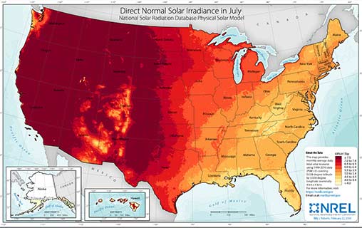 U.S. July Solar DNI Average