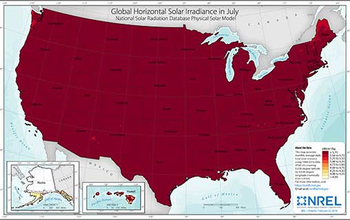 U.S. July Solar GHI Average
