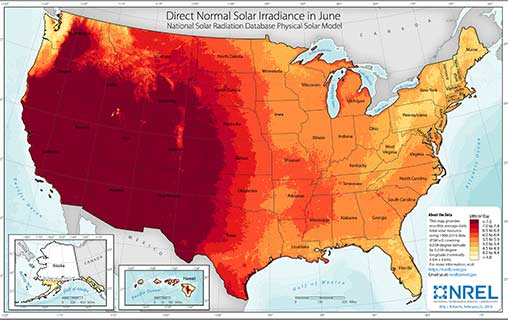 U.S. June Solar DNI Average