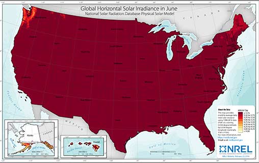 U.S. June Solar GHI Average