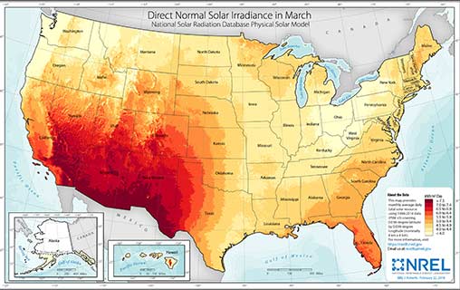 U.S. March Solar DNI Average
