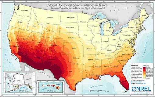 U.S. March Solar GHI Average