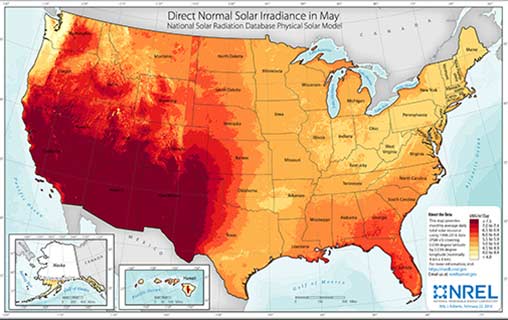 U.S. May Solar DNI Average