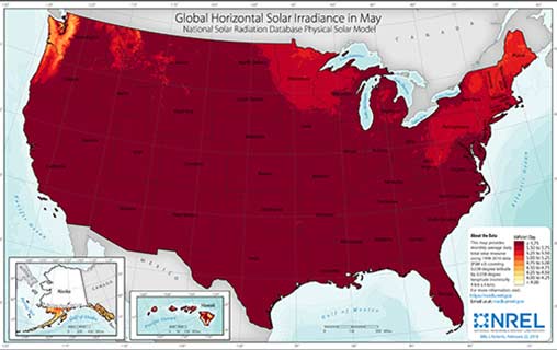 U.S. May Solar GHI Average