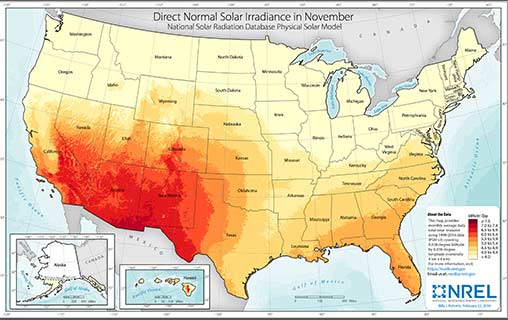 U.S. November Solar DNI Average