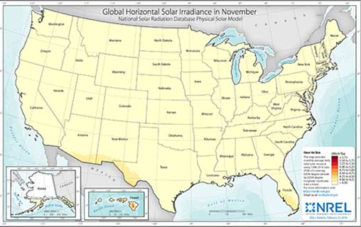 U.S. November Solar GHI Average