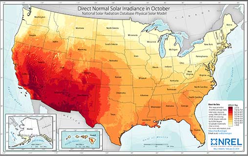 U.S. October Solar DNI Average