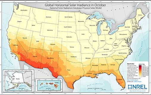 U.S. October Solar GHI Average