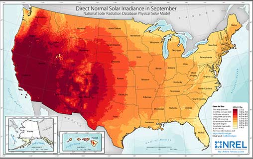 U.S. September Solar DNI Average