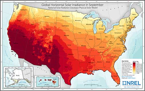 U.S. September Solar GHI Average