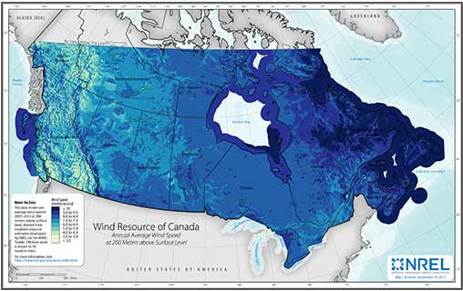 Canada Wind Speed at 200-Meter above Surface Level
