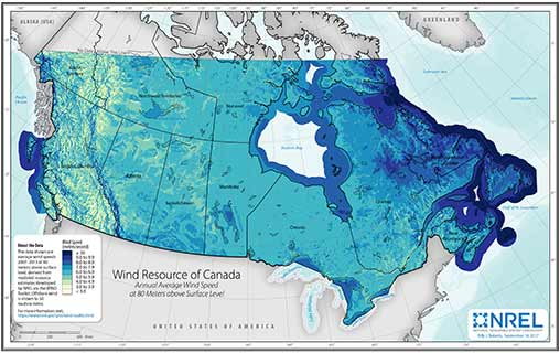 Canada Wind Speed at 80-Meter above Surface Level
