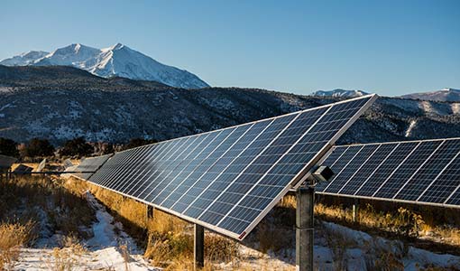 A PV array in the mountains.