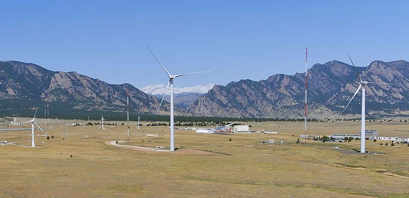 Aerial photo of the National Wind Technology Center.