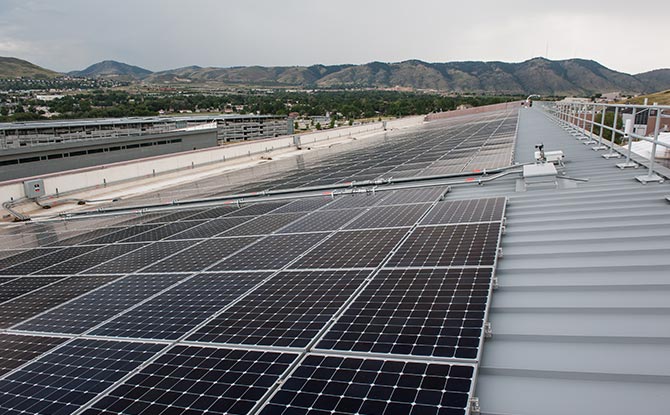 PV panels on rooftop.