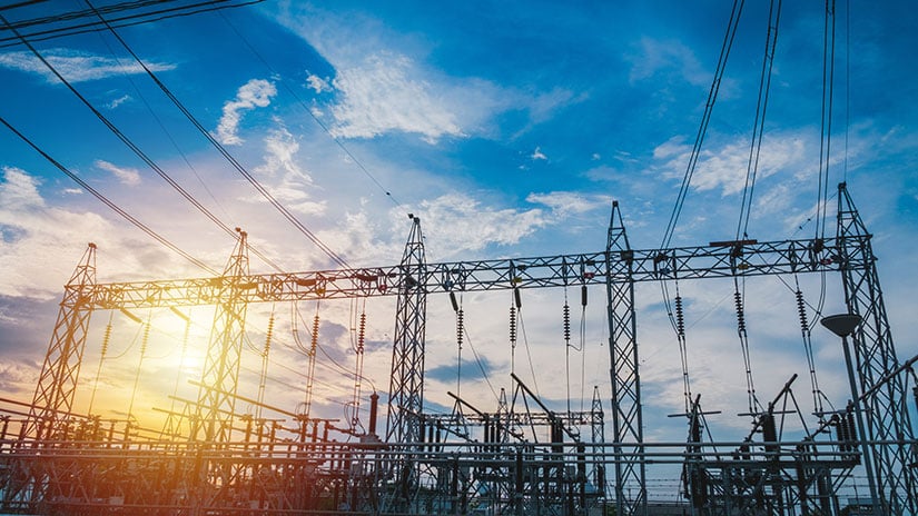 aries-government-utilities Transmission lines at a power station