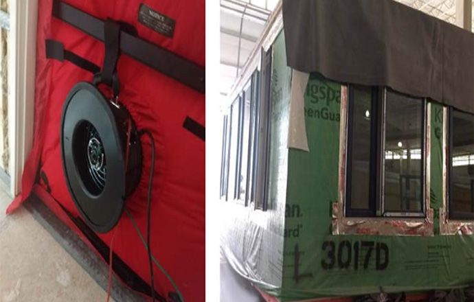 Two images of building materials.