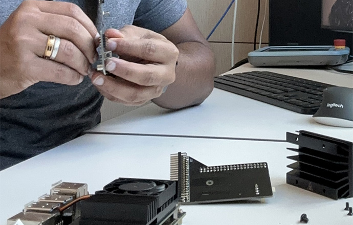 Person working on hardware.