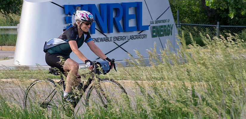 33996 NREL staffer cycles to work.