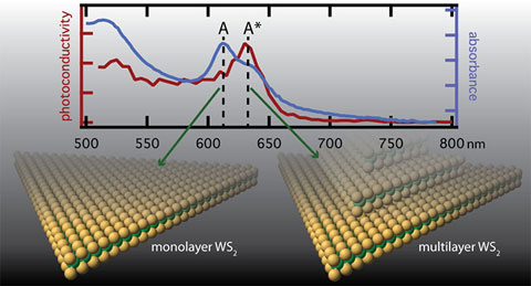 toc-01 Chart and illustrations of a monolayer and multilayer of transition-metal dichalcogenides