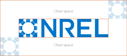 NREL logo with ample clear space surrounding the graphical bug, NREL acronym and Transforming Energy tagline