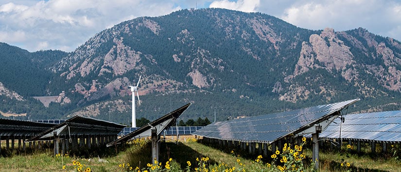 wwsis-53294 PV arrays and a wind turbine at the National Wind Technology Center